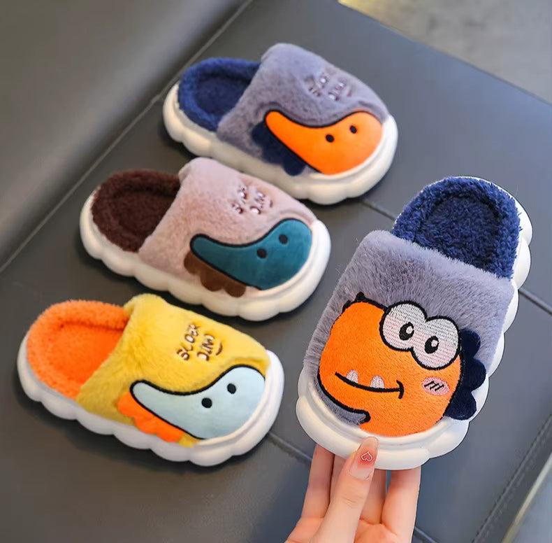 Cozy & Cute Dinosaur Winter Slippers for Kids – Unisex House Shoes