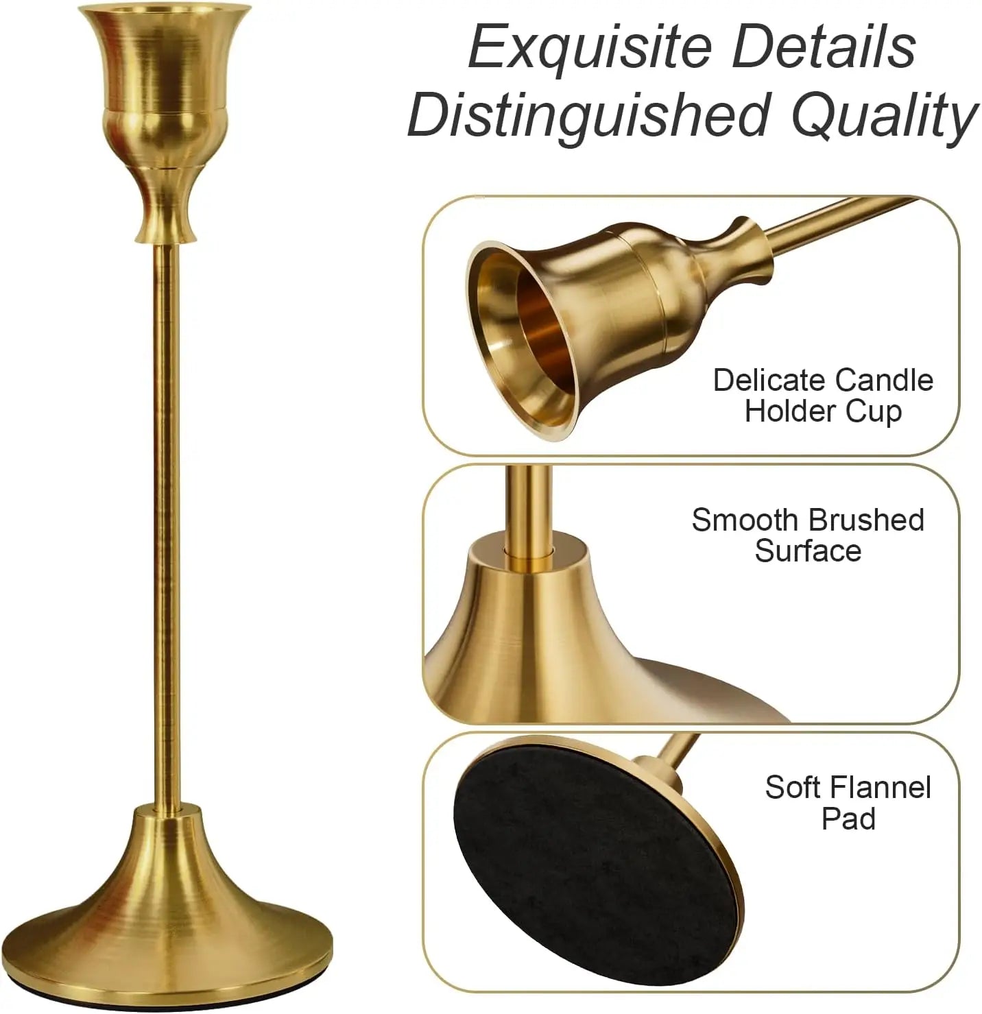 Brass Gold Candlestick Holders Taper Candle Holders Set of 3 Vintage Decor for Wedding Dinning Party