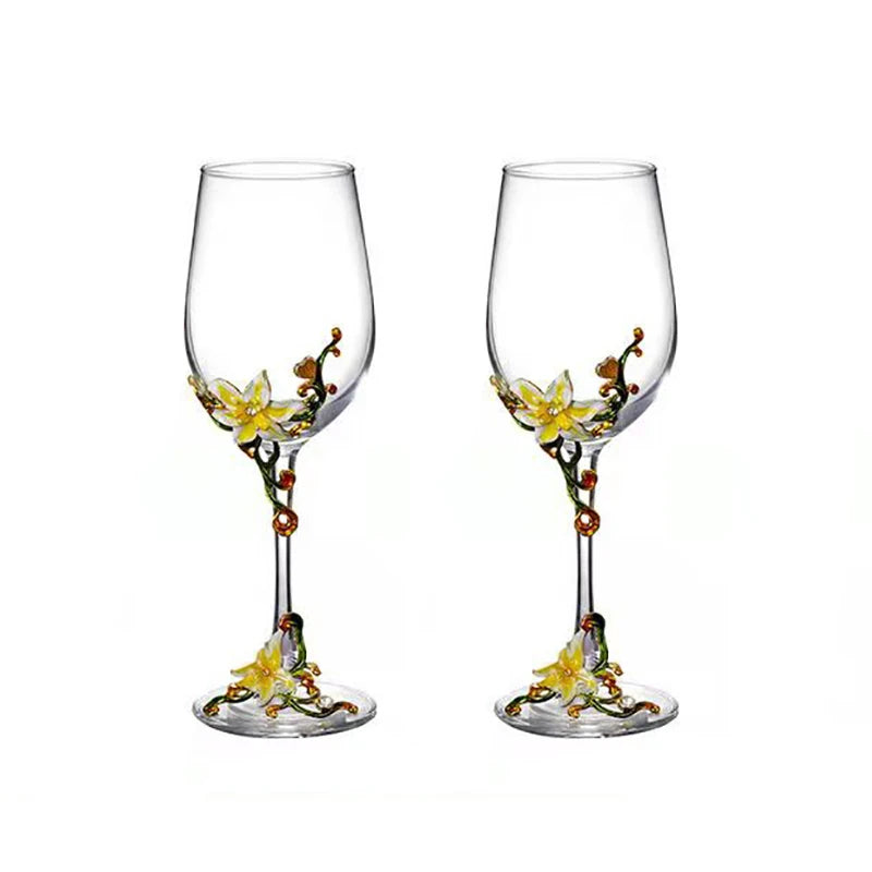Creative Enamel Crystal Goblet Glasses for Champagne Glass Luxury Glass Cups Glasses of Wine Wineglass Vintage Drinking Cup Set