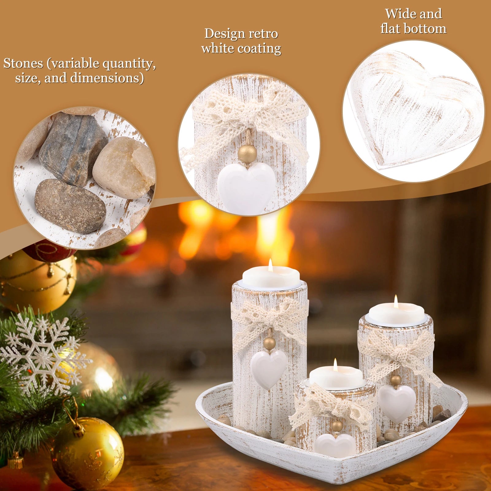 Tealight Candle Holders with Tray Handmade Wooden Candle Holder Romantic Wedding Dining Table Centerpiece Farmhouse Decor Gift