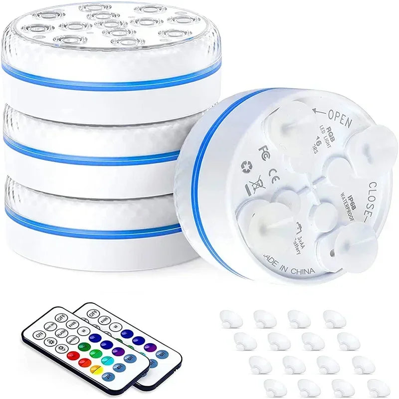 Updated IP68 RGB Submersible 13LED Underwater Light with Remote Control Underwater Pool Light Bright Lamp for Pond/Pool/Aquarium