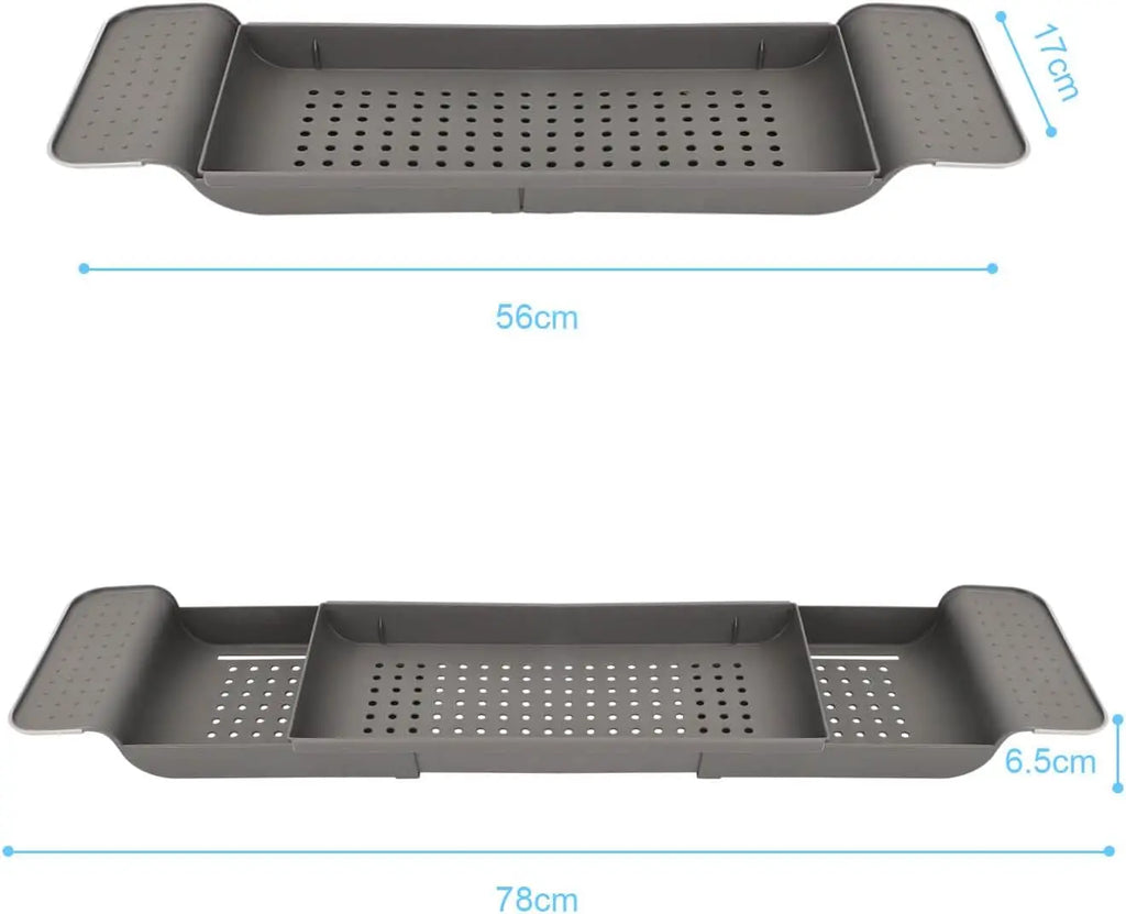 Plastic Bathtub Caddy Bath Bridge Tray Rack Extendable Bathroom Shelf Organiser