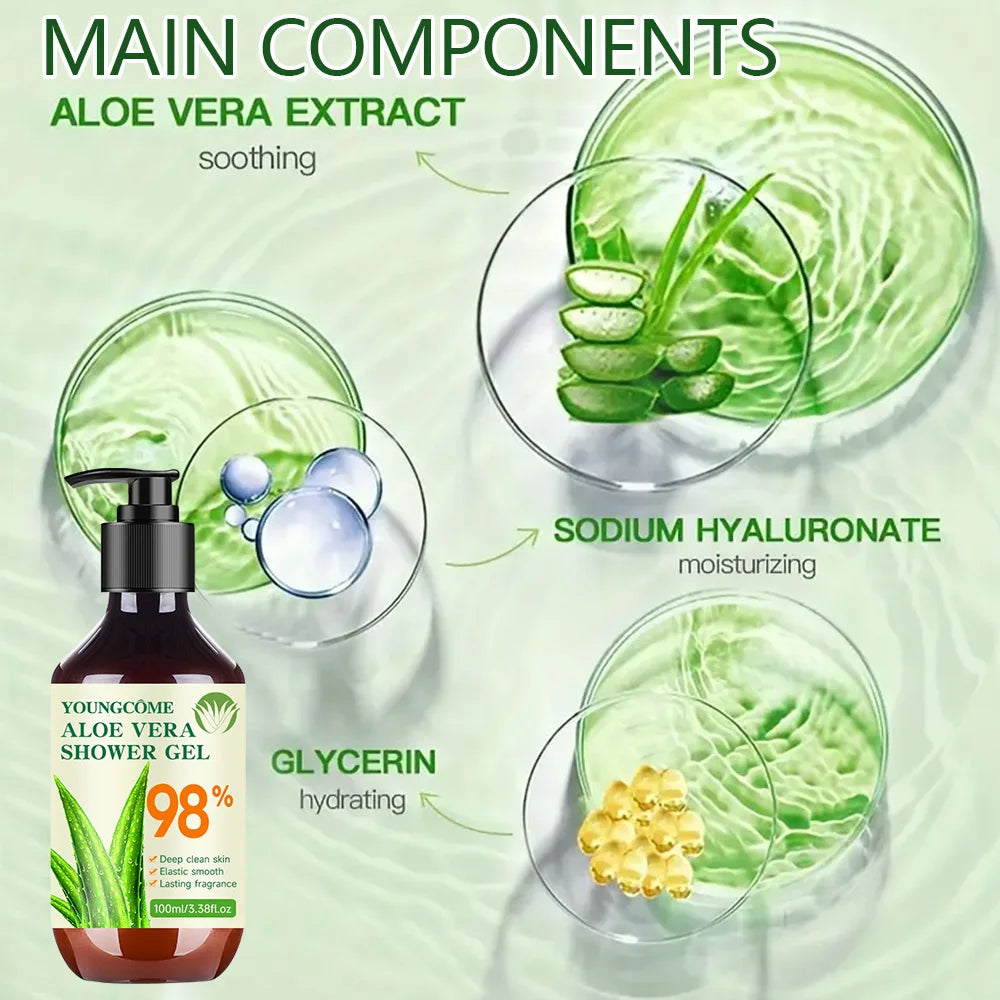 Aloe Vera Moisturizing Shower Gel,suitable for all skin types,Deep cleans pores,Improves the texture of skin Moisturizing Smooth