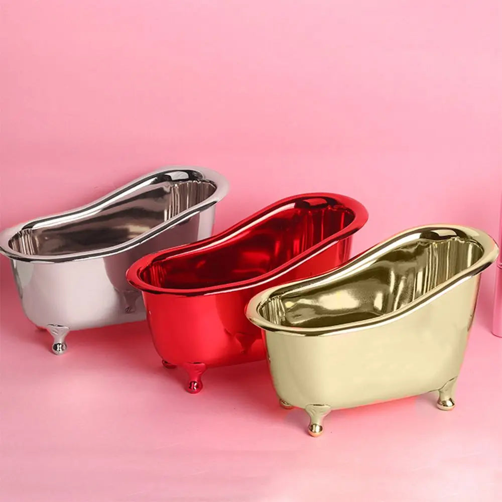 Mini Bathtub Soap Jewelry Storage Box Makeup Organizer Container Desktop Sundry Storage Case Gold Silver Sundries Storage Box