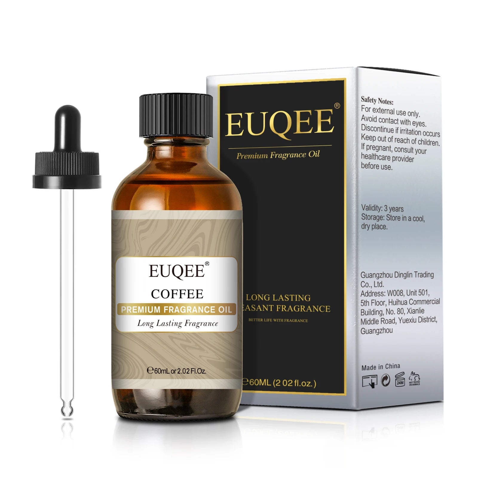 EUQEE 60ml (2 Fl.Oz.) Men's Fragrance Oil For Reed Diffuser, Car Diffusion-Leather Coffee Bamboo & Teak Bay Rum Aromatherapy Oil
