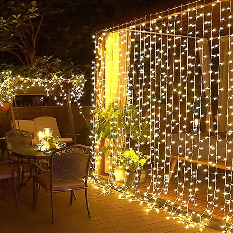 LED Fairy String Lights Outdoor Waterproof Waterfall Street Garland Curtain Lights For Patio Christmas Wedding Party Decoration