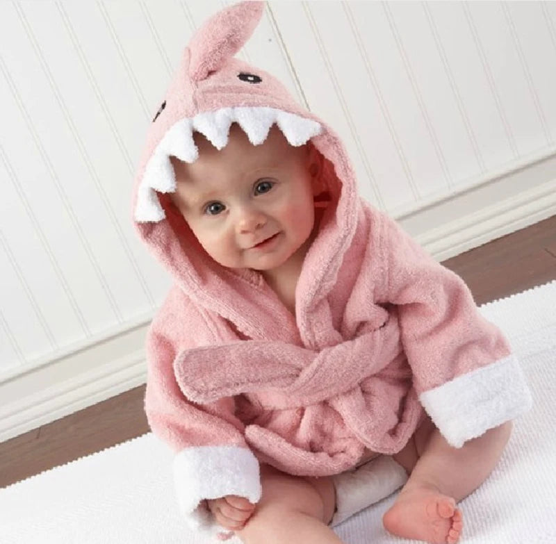 0-2Y Cotton Kids Robes Newborn Bath Towel Hood Cartoon Fashion Sleepwear Girls Boys Bathrobe For Children Baby Receiving Blanket