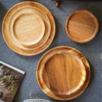Wooden Round Storage tray 15/20/25cm Retro Serving Platter Pizza Salad Plate Fruit Dessert Tray Bread Cake Snacks Dish Tea tray