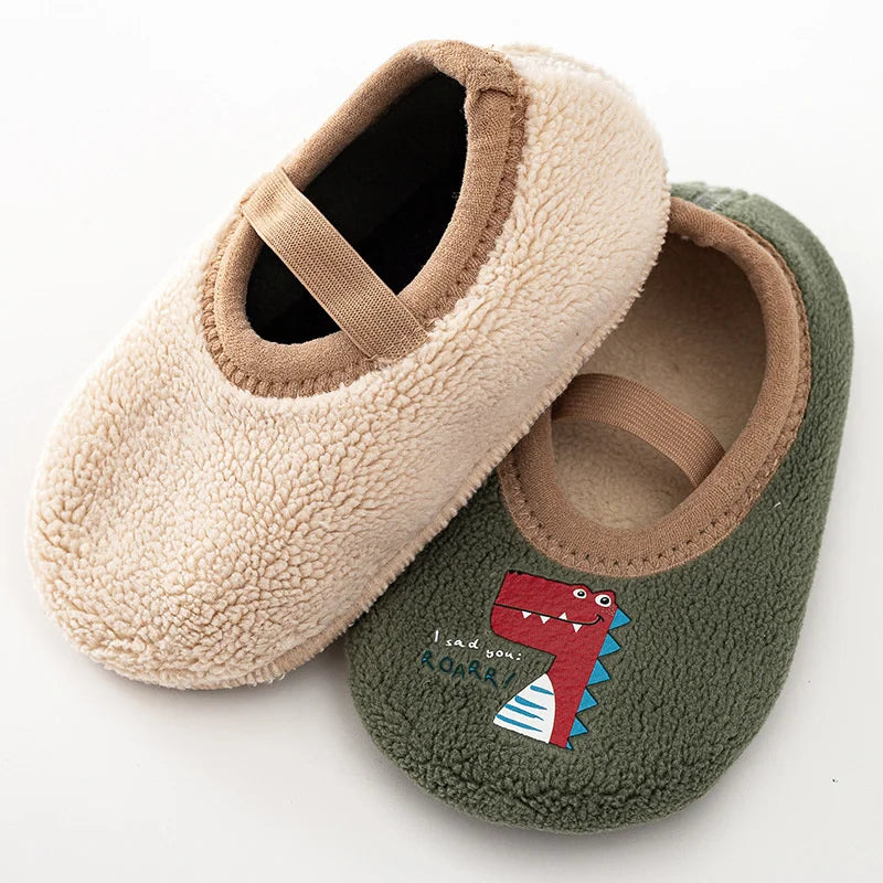 Cozy Animal First Walker Slippers for Baby – Anti-Slip Winter Shoes