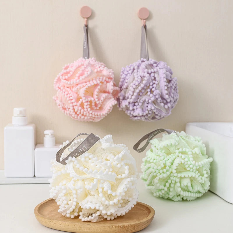 Soft Mesh Bath Sponge Balls Skin Cleaning Brush Shower Puff Body Cleaner Exfoliating Scrubbers Bath Flower Bathing Accessories
