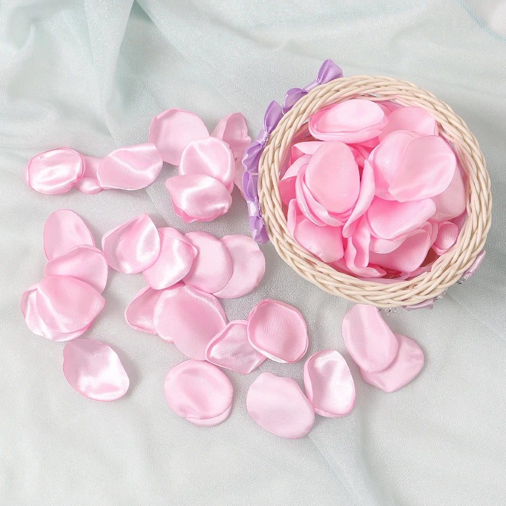 100/200Pcs Pink 4cm Silk Rose Petals Romantic Room Decoration Wedding Decor For Flower Girl Baskets Dinner Table Bridal Showers