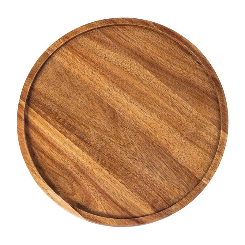 RANA Round Wood Tray,Wooden Serving Tray,Serving Platter,Appetizer Charcuterie Board,Tray Organizer For Kitchen/Countertop