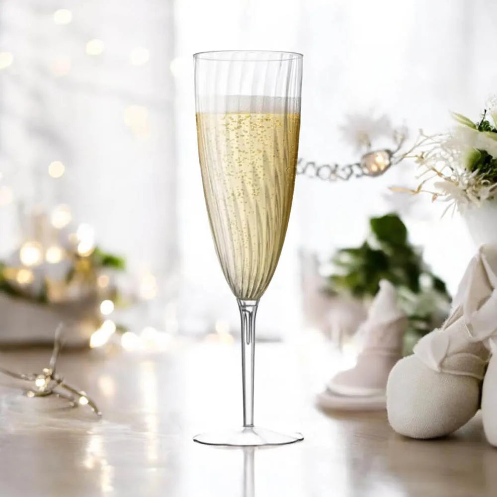 6Oz Clear Hard Disposable Plastic Champagne Glasses /Flute Ideal for Home Daily Life Party Wedding Toasting Drinking Reusable