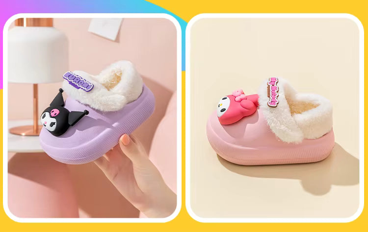 Cute & Cozy Waterproof Cartoon Slippers for Boys & Girls – Winter House Shoes