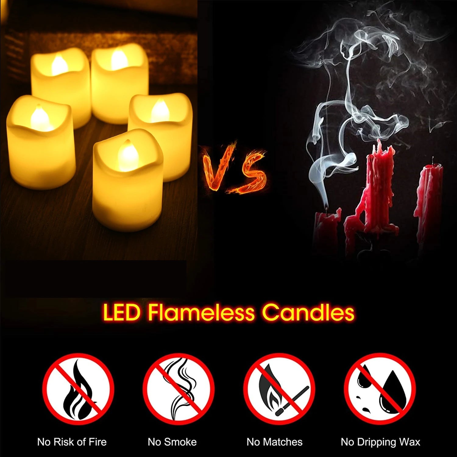 12/24Pcs Flameless LED Tea Lights Realistic Battery Operated Candles Tealights Electric Candles for Halloween Weddings Christmas