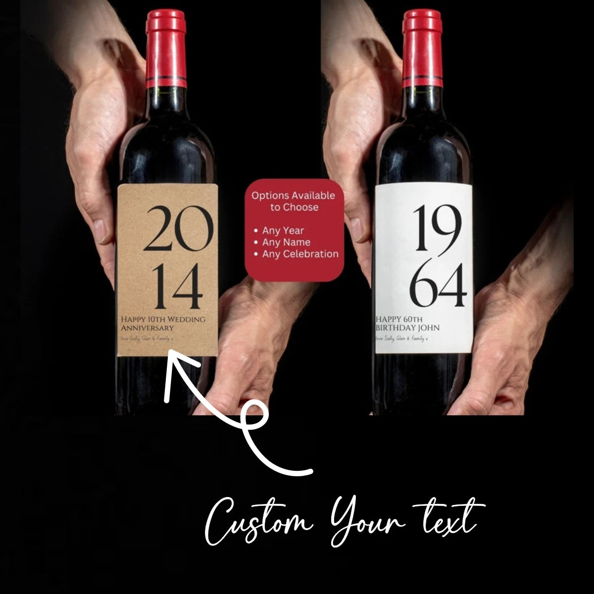 30 personalized birthday wine label gifts for her, wedding anniversary, Valentine's Day, Christmas engagement