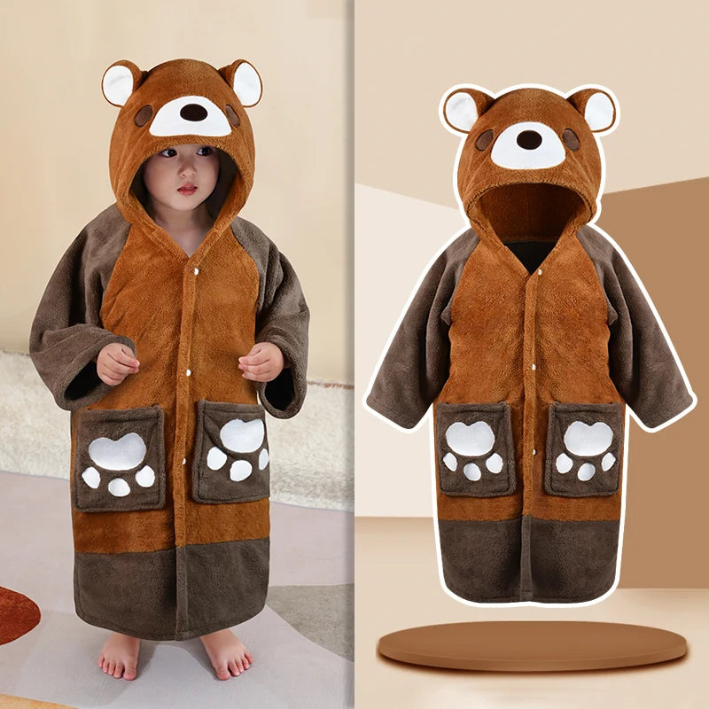 Baby Bathrobe for Children Bath Robe Absorbent Kids Hooded Towel Bathroom Infant Shower Robe Girl Warm Pajamas Boy Sleeping Robe