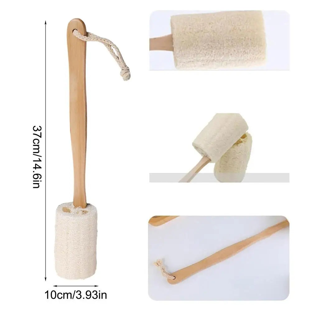 Loofah Back Scrubber With Handles Body Brush Shower Back Brush Natural Exfoliator Loofah With Long Wooden Handle For Elderly