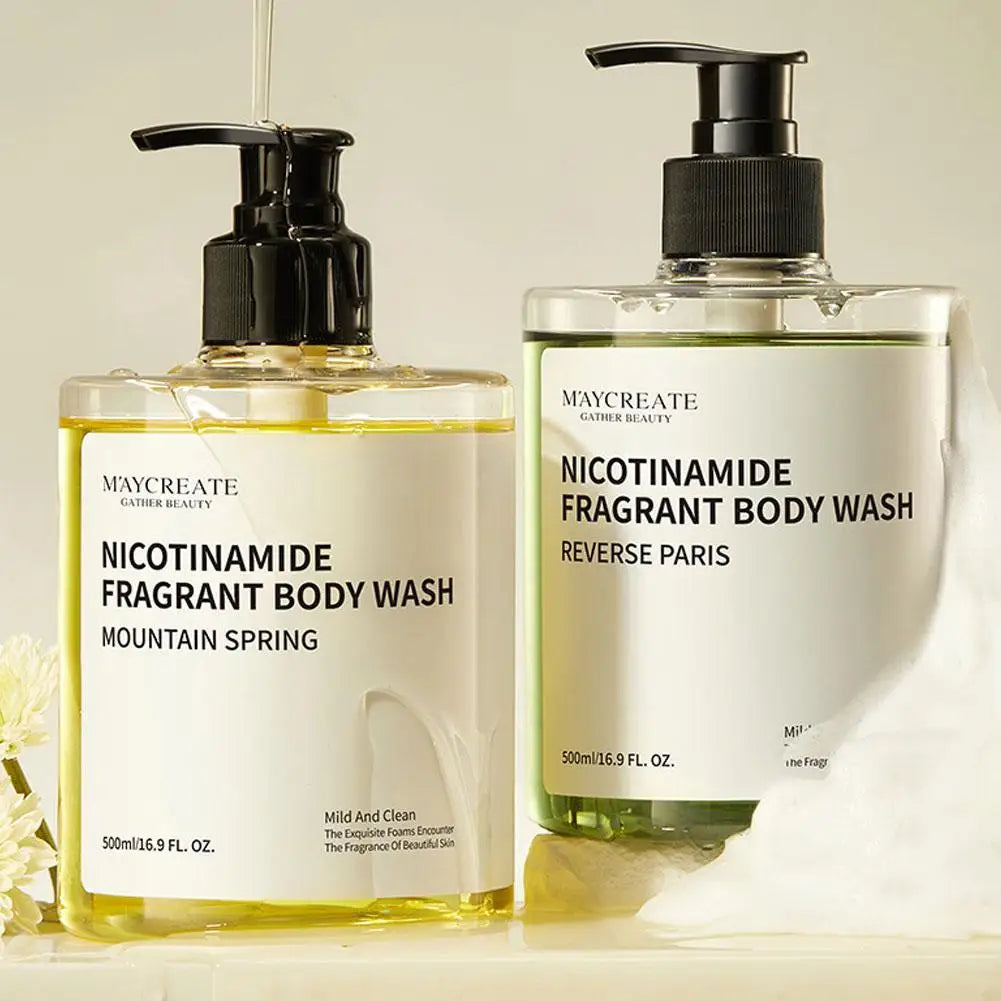 Niacinamide Fragrance Shower Gel 500ml Long-lasting Aroma Moisturizing and Hydrating Body Wash Shower Cream for Women