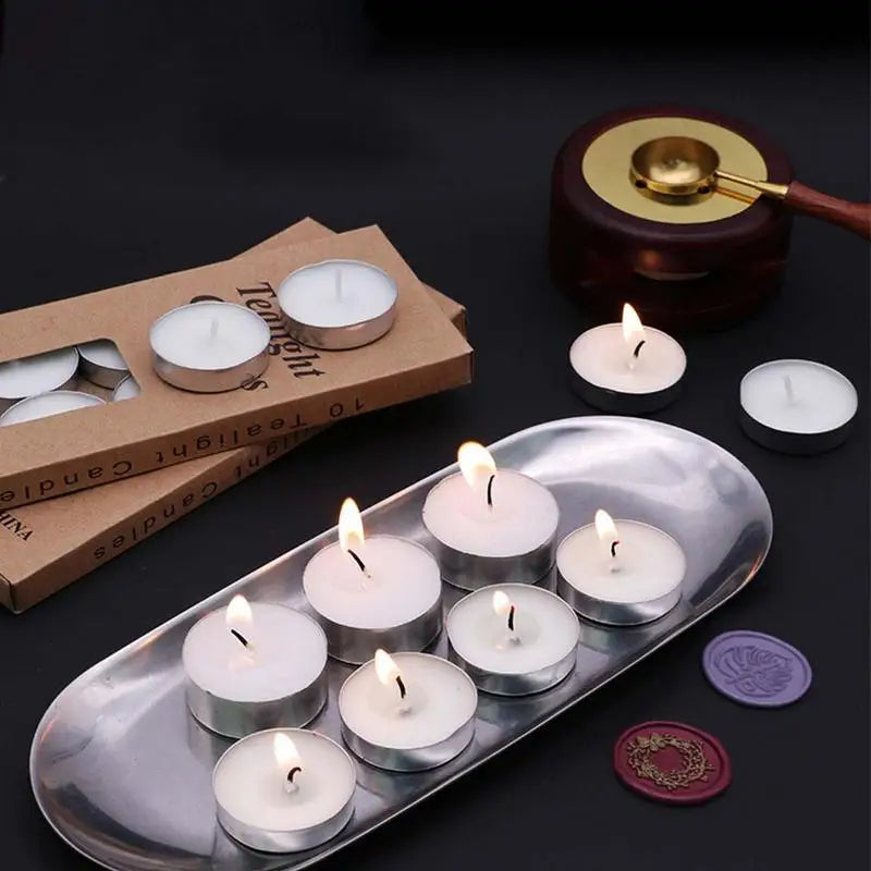 10Pcs Unscented Tealight Candles Smokeless Tea Light Candles Smokeless Dripless Long Lasting Tea Light Candles for Pool Weddings