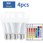 16 Colors RGB Bulb LED Multicolor Bulb E27 220V Household Lighting Dimmable 24 Key Remote Control Smart Lamp Atmosphere Light