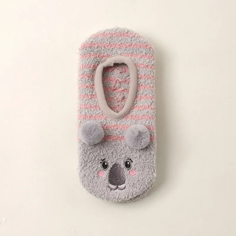 Fall/Winter Floor Socks Warm Non-slip Stockings Indoor Yoga Socks Low Calf Slipper Women Cute Hedgehog Home Hosiery Xmas Gifts