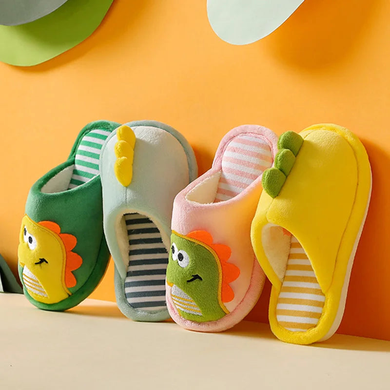 Dino Slide on Slippers for Kids – Unisex Cartoon House Shoes