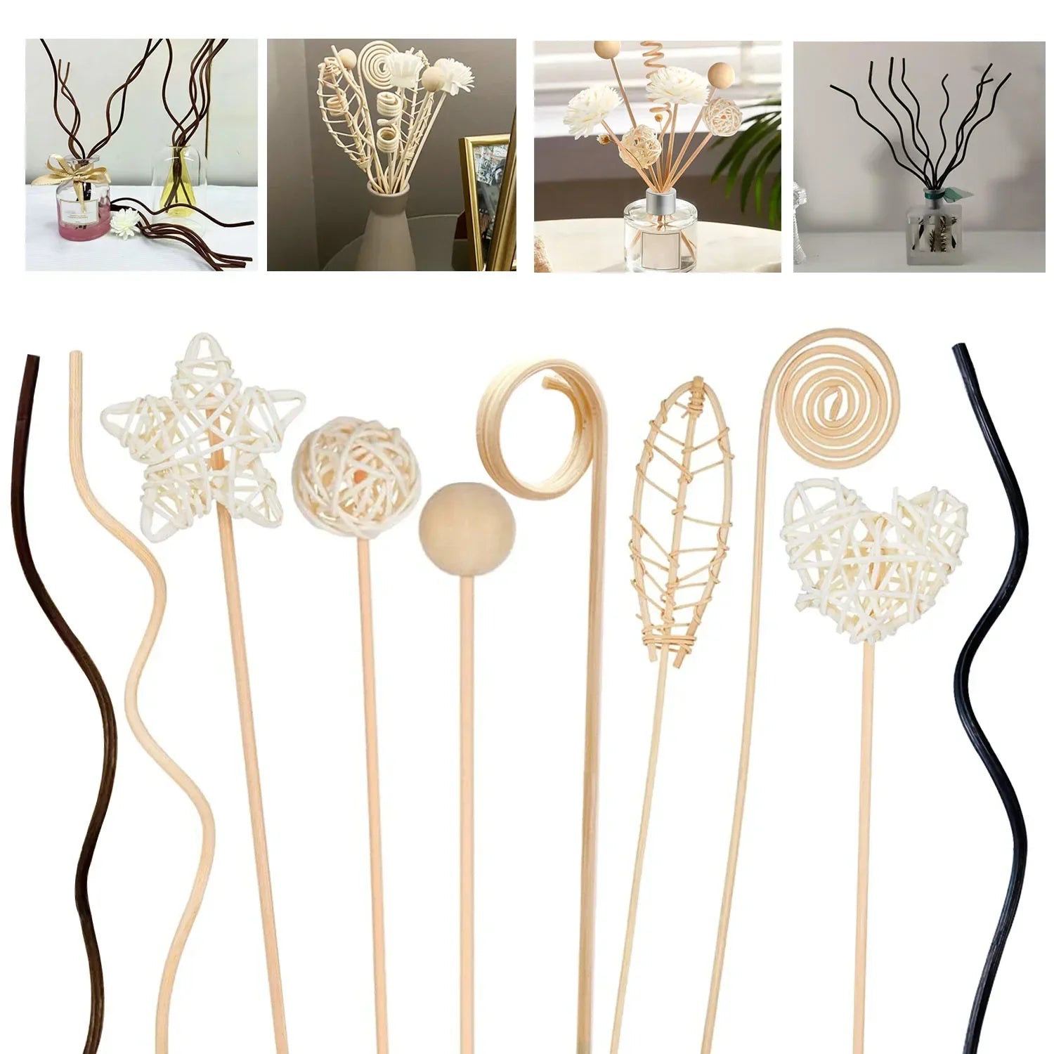 5/15Pcs Rattan Reed Diffuser Sticks Refill, 3mm Wavy Long, for Essential Oil Airs Freshener, High Quality Home Fragrance