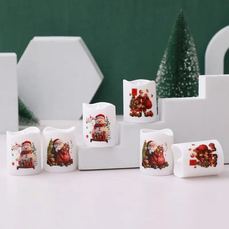 Christmas LED Candle Sets Christmas Decor Candle Light Creative wishing Led Tea Light Battery Powered Christmas Snowman Candles