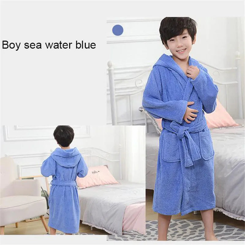 37 Design Cotton Kids Hooded Bathrobe For Girl Sleepwear Robe Boy Cotton Terry Bathrobe Baby Pajamas Bath Robe Children Bathrobe
