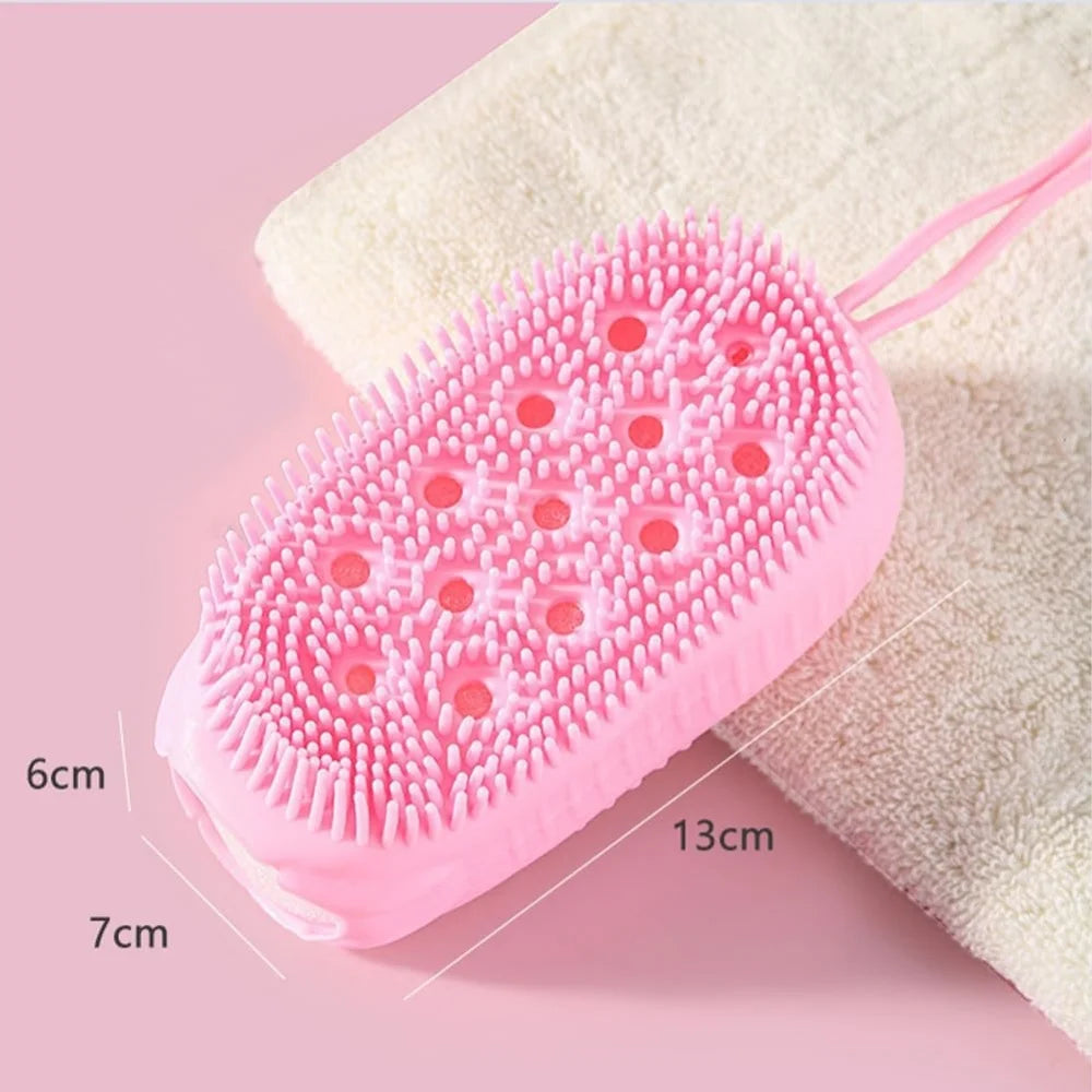 Silicone Body Scrubber Shower Exfoliating Scrub Sponge Bubble Bath Brush Massager Skin Cleaner Cleaning Pad Bathroom Accessories
