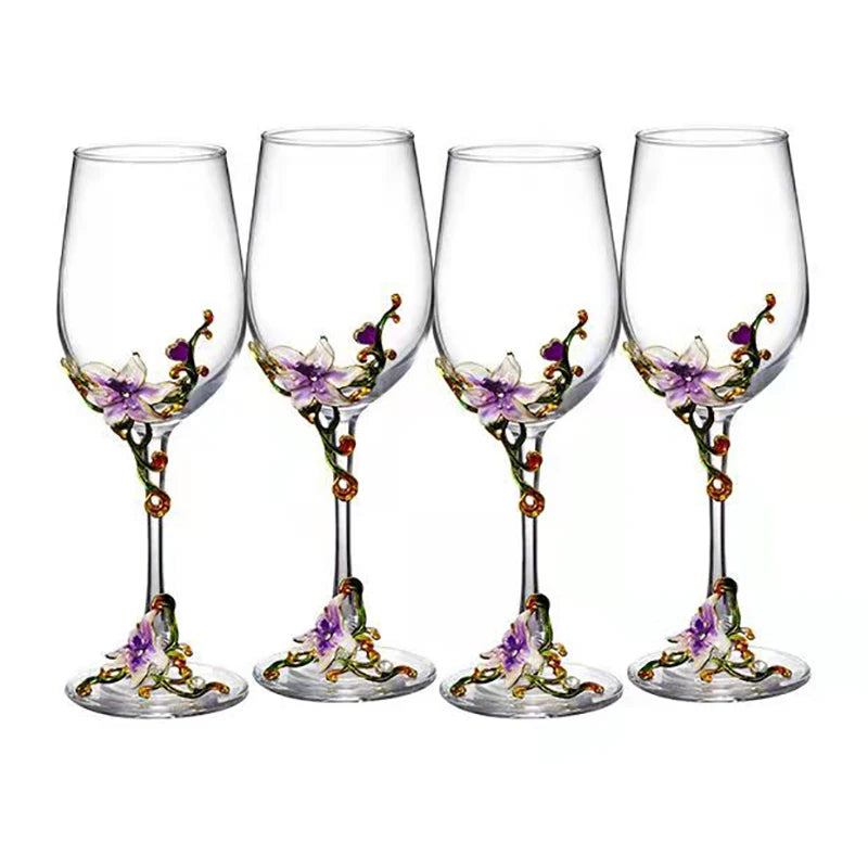 Creative Enamel Crystal Goblet Glasses for Champagne Glass Luxury Glass Cups Glasses of Wine Wineglass Vintage Drinking Cup Set