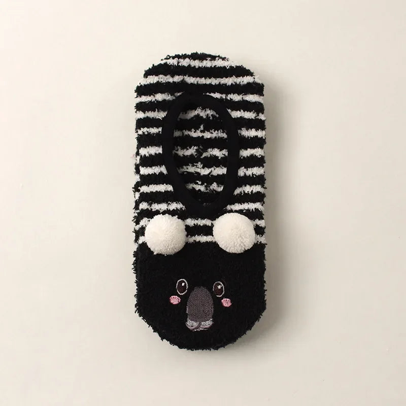 Fall/Winter Floor Socks Warm Non-slip Stockings Indoor Yoga Socks Low Calf Slipper Women Cute Hedgehog Home Hosiery Xmas Gifts