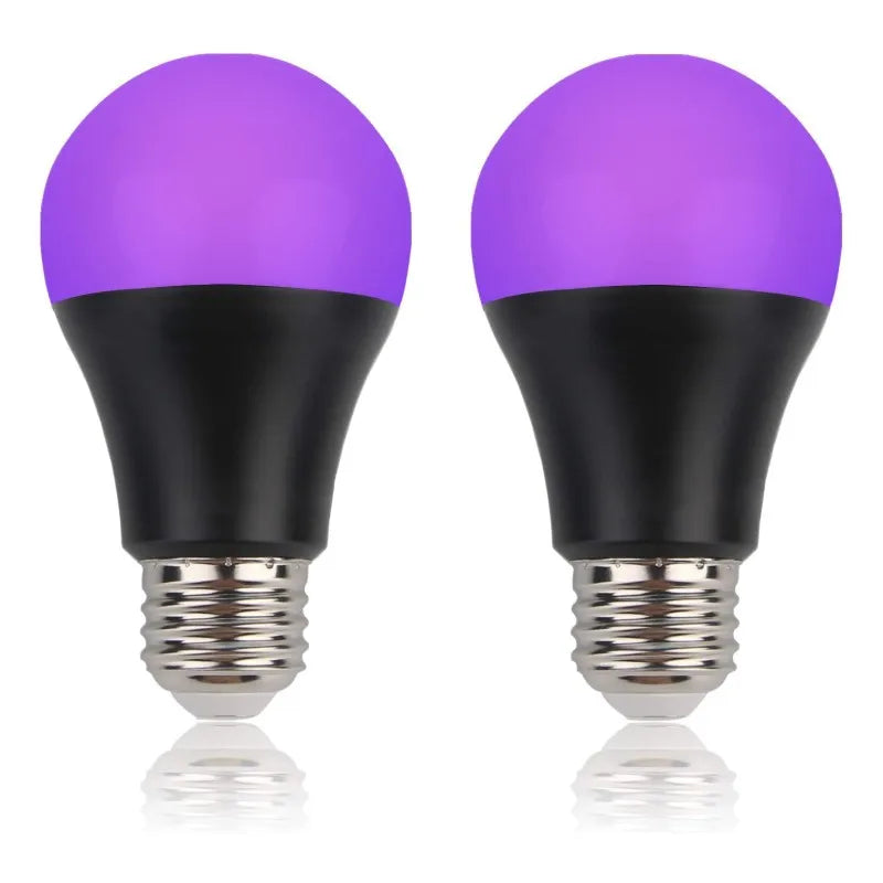 Black Light Bulbs 9W LED UV Blacklight 395-400nm for Blacklight Glow in The Dark Body Paint Fluorescent Poster Neon Glow Lamp