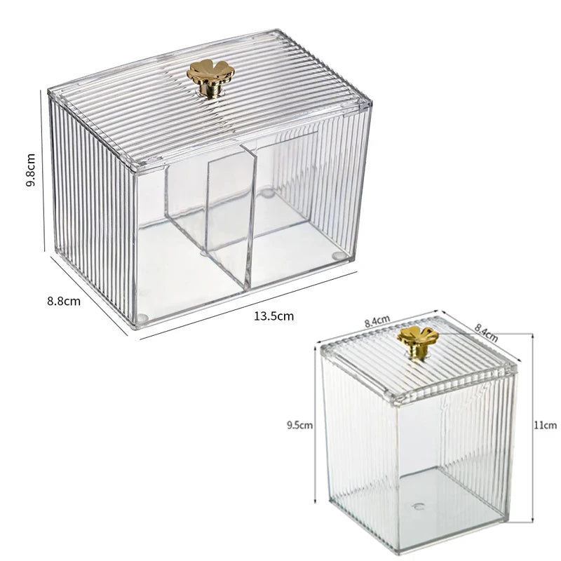 Transparent Storage Box Desktop Dust-Proof Makeup Lipstick Cosmetics Organizer Bathroom Cotton Swab Holder Jewelry Container