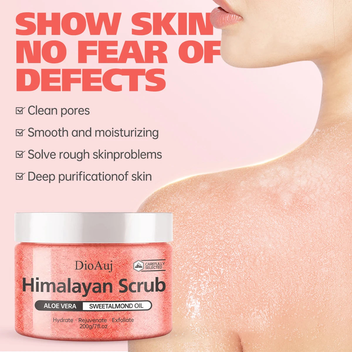 Himalayan Salt Body Scrub - Natural exfoliating salts and soufflé for body and face help nourish, smooth, supple skin for a bath