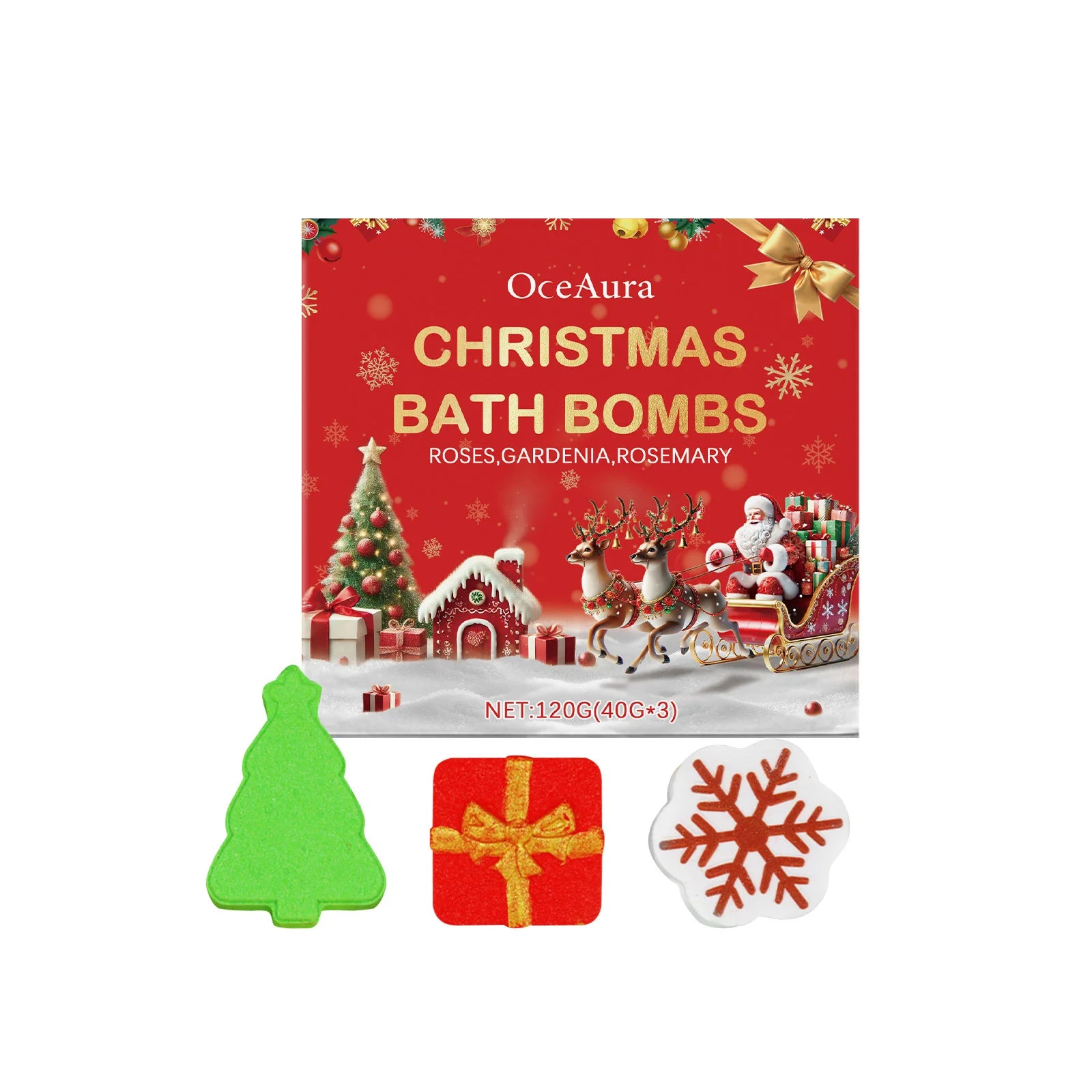 Christmas Bath Bombs Gift Set Organic Bubble Bath Exfoliating Relax Stress Aromatherapy Gentle Cleaning Smoothing Body Skin Care