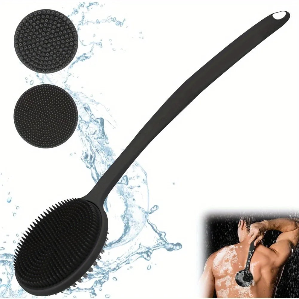 Bath back brush, suitable for deep body cleansing and exfoliation massage during showers, with soft bristles on both sides