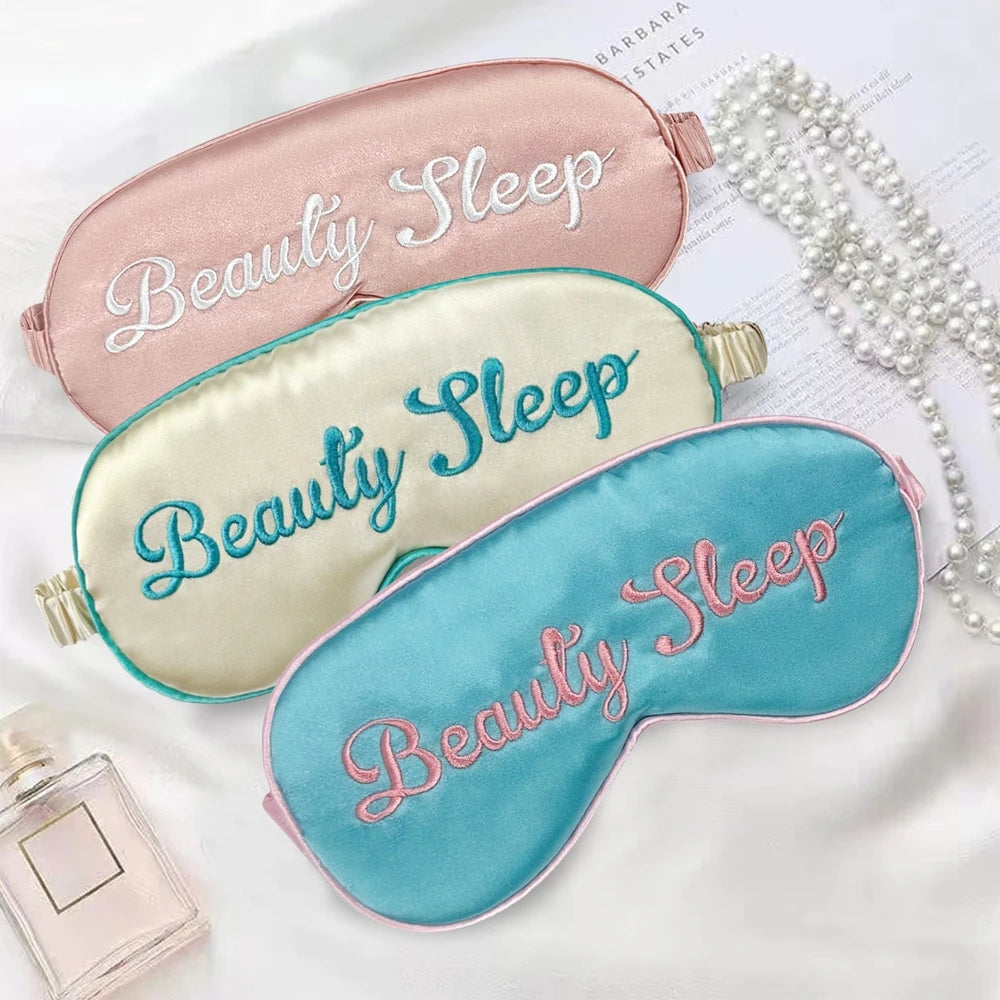 Embroidered Silk Sleep Mask Silk Eye Mask Soft Blackout Blindfold With Adjustable Strap Sleeping Eye Cover Mask For Travel