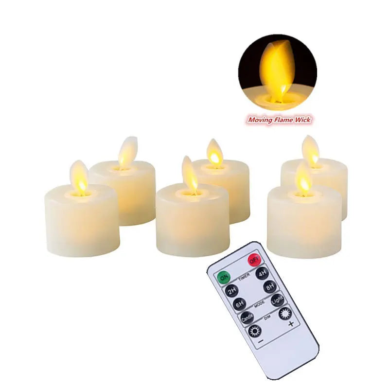 LED Light Remote Battery Operated Electric Candles Flickering Moving Wick Christmas LED Tea Light Candles Holiday Decorations