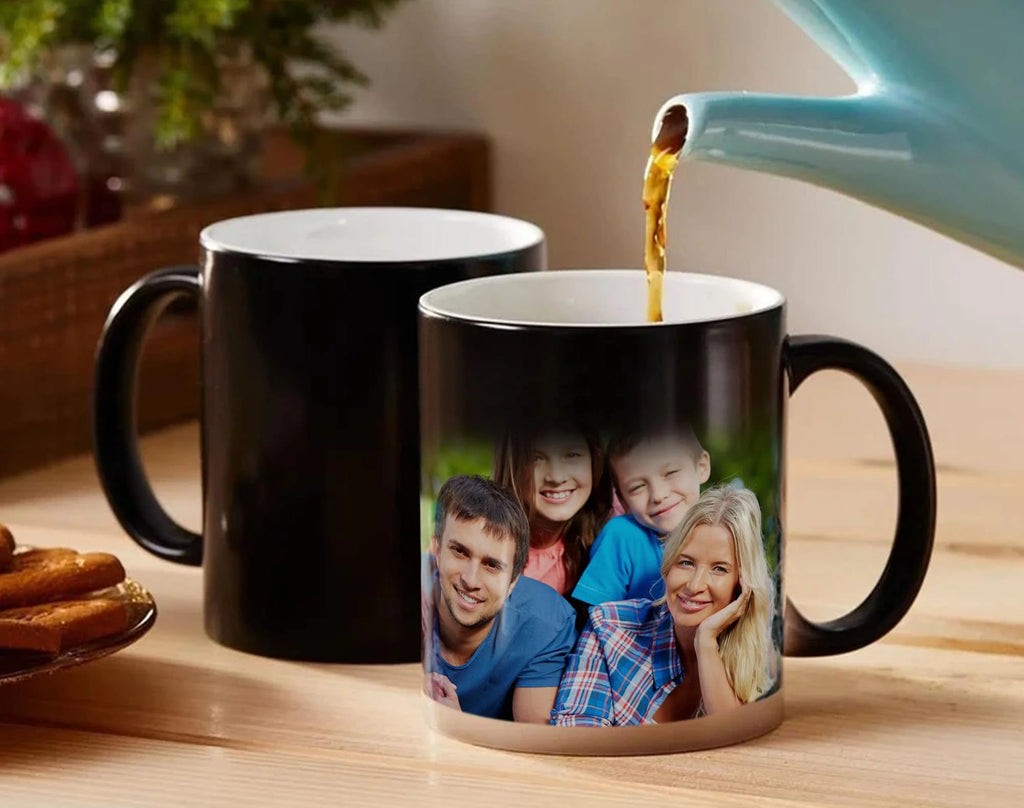 Black To White Magic Personalized Photo Mug 11oz Ceramic Color Changing Family Gift Mug