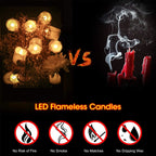 LED Tealight Candles Battery Operated Flameless Flickering Electric Dripping Wax Votive Candlesfor Christmas Halloween Decor