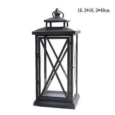Large Glass Candle Holders Wedding Decorations Garden Black European Lamp Retro Iron Candle Holder Centerpieces Metal Lantern