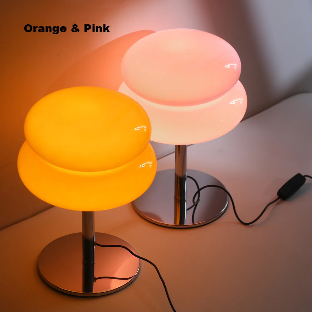 Macaroon Glass Table Lamp Dimming Bedroom Bedside Study Reading Led Night Light Home Decor Atmosphere Lamps Stained Desk Lamp
