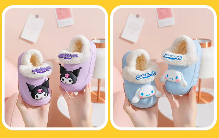 Cute & Cozy Waterproof Cartoon Slippers for Boys & Girls – Winter House Shoes