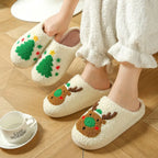 Casual Cute Christmas Slippers Soft Warm Warm Plush Slides Lovely Non-Slip Winter Home Shoes Bedroom
