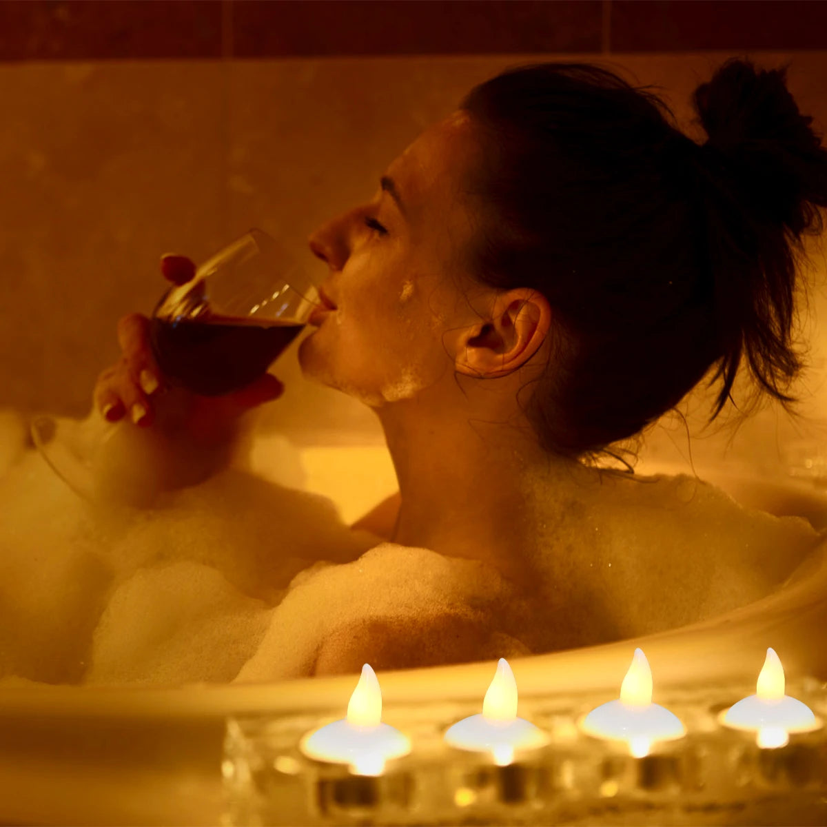 12Pcs LED Floating Candle Light Waterproof Flameless Floating Tealight Smokeless Flickering Prop Lamp Decor for Party