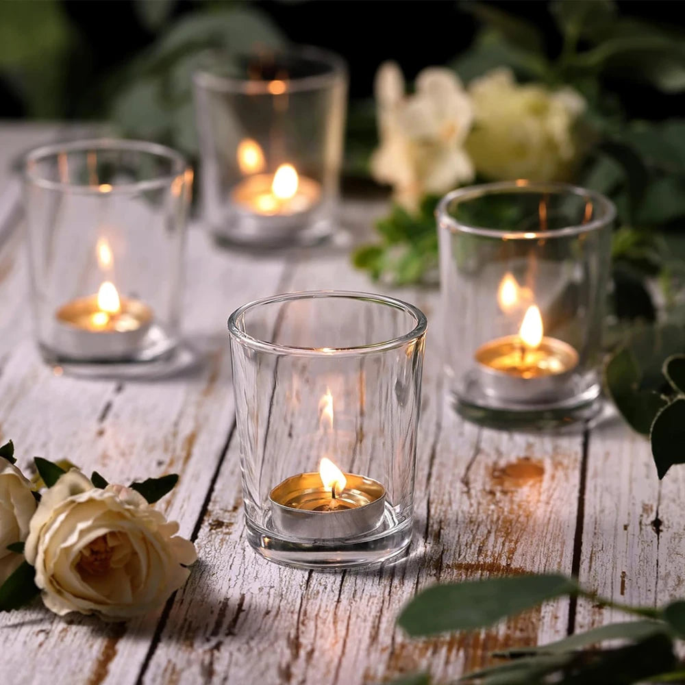 Votive Candle Holders Set of 12 - Glass Votives Holder Clear Floating Tealight Candle Holder Bulk for Table Centerpieces Wedding