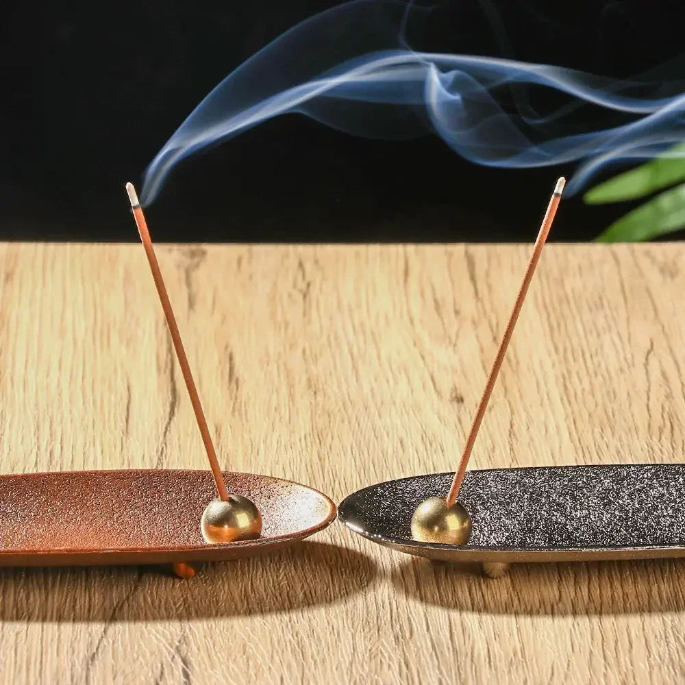 Incense Stick Holder for Sticks Japanese Style Healing Incense Burners with Ash Catcher Vintage Bronze Censer Rack 5.5 Inches