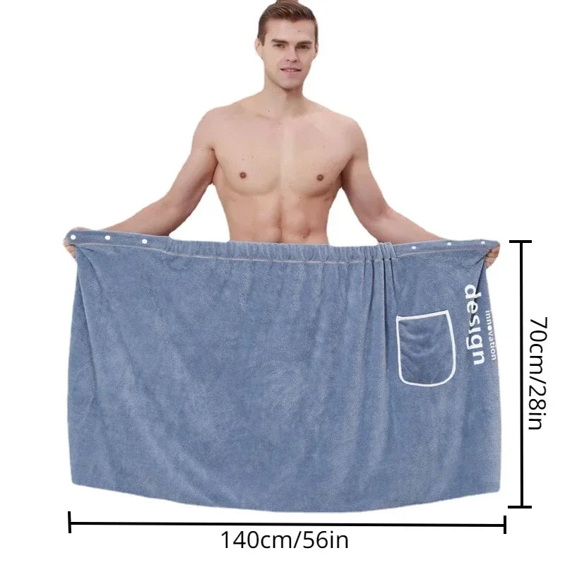 1PC Men's Bathrobe Quick Drying Towel Wearable Blanket Microfiber Swim Towel Robe One Size Soft Towel
